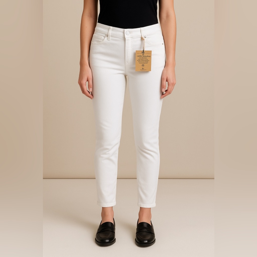 NWT democracy midrise white ankle jeans 8 slimming casual capsule wardrobe